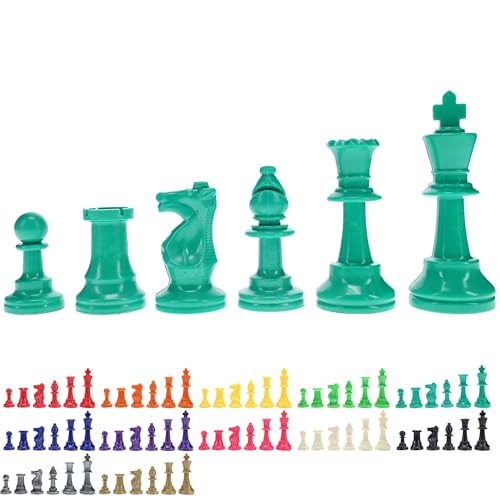 WE Games Color Bright Plastic Staunton Tournament Chess Pieces with 3.75 in. King - Half Chess Set of Chess Pieces Only, Teal Green - color: Teal Green