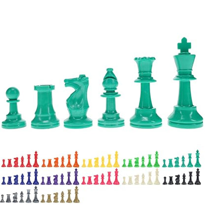 WE Games Color Bright Plastic Staunton Tournament Chess Pieces with 3.75 in. King - Half Chess Set of Chess Pieces Only, Teal Green - color: Teal Green