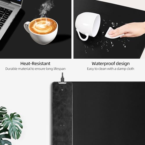 Wireless Charging Mouse Pad, Gaming Mouse Pad with Ultra-Smooth Surface, 31.5”x15.75” Large Desk Mat, Non-Slip Rubber Base, Waterproof Computer Keyboard Pad for Gaming, MacBook, Laptop, Desk - color: Black - 31.5"x15.7" (Wireless Charging)