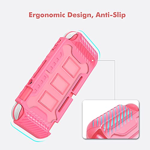 Protective Case for Switch Lite 2019, with Thumb Grip Caps | Only Fits Switch Lite 2019 (5.5"), Not for Switch 2 (2025 Release, 7.9"), No Screen Srotector Included, Pink - color: Pink