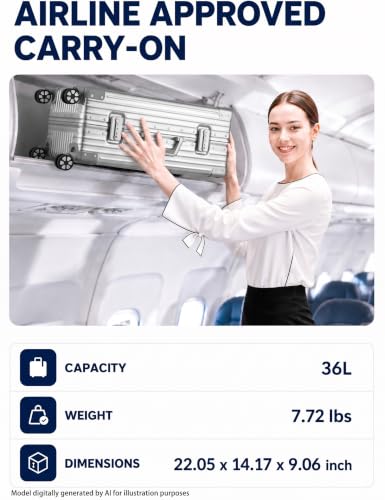20" Carry On Suitcase Zipperless Aluminum Frame Luggage, Silver | TSA Lock, Lightweight, PC Hardshell, Rolling Carry-On Luggage with Wheels, Hardside, Business Travel - color: Silver