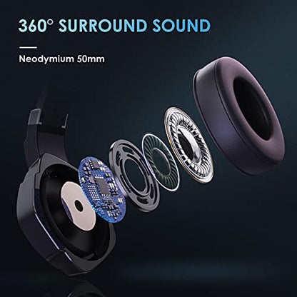 targeal 7.1 Surround Sound PC Gaming Headset for PS5 PS4 Laptop Mac Tablet Mobile, Over Ear Wired USB Gaming Headphone with Omni-Directional Noise Canceling Mic, RGB LED, with Type C Cable