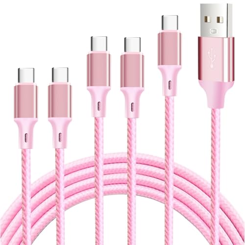 USB A to USB C Charger Cable, 5 Pack [3/3/6/6/10ft] Type C Fast Charging Cord High Data & Transfer Wire Compatible for iPhone 17/16/15 Plus/Pro Max iPad Pro Air Samsung Galaxy(Lightpink) - color: Lightpink, style: 5P A2C