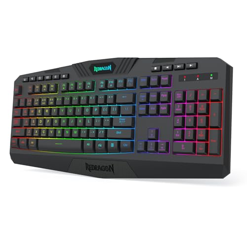 Redragon K503 Wireless Gaming Keyboard, 3-Mode (2.4G/BT/USB), RGB LED Backlit, Multimedia Keys, Fully Programmable Silent Membrane Keyboard with Wrist Rest for Windows PC Games (Black) - color: Blue-Black
