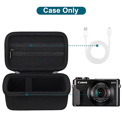 Canboc Camera Case for Canon PowerShot G7 X Mark III/ G7X Mark II Digital 4K Vlogging Camera, Point and Shoot 4K Video Camera Bag, Zipper Mesh Pocket fits USB Cable, Batteries, Black - color: Black
