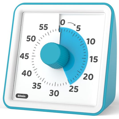 LIORQUE Visual Timer for Kids, 60 Minute Countdown Timer, Dark Blue | Non-Ticking, 3 Volume Levels, Timer for Classroom Kitchen Office ADHD, 2 AAA Batteries Included - color: Dark Blue