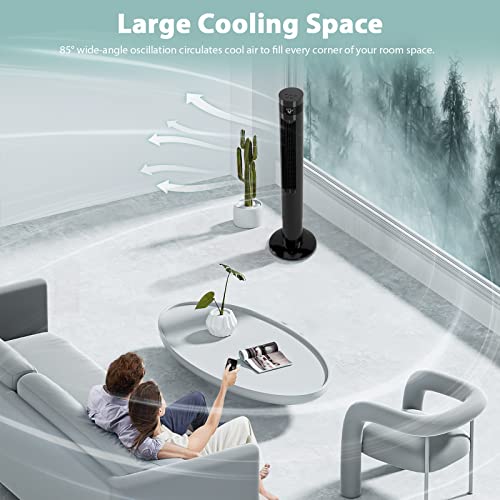Antarctic Star Tower Fan Portable Electric Oscillating Fan Quiet Cooling Remote Control Standing Bladeless Floor Fans 3 Speeds Wind Modes Timer Bedroom Office (43 inch, Black) | Quiet Cooling Remote Control Standing Bladeless Floor Fans 3 Speeds Wind Mode