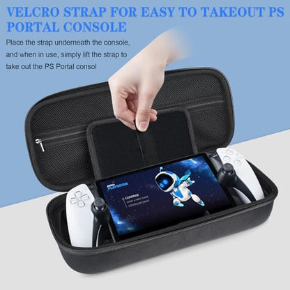 Osenvic Premium Carrying Case for PlayStation Portal, Travel Storage Case for PS5 Handheld Game Consoles, Shockproof, Ps Portal Anti-Collision Black Handbag with 2 Screen Protector