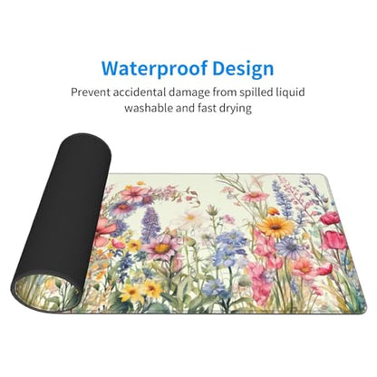 Flower Mouse Pad XL Large Mousepad Non Slip Rubber Base Desk Mat for Laptop Computer Gaming 31.5" X 12" - color: Flower