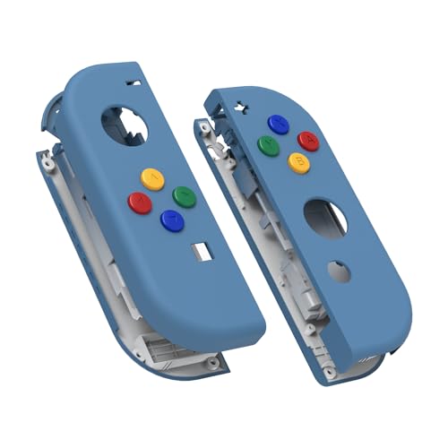 eXtremeRate DIY Replacement Shell Buttons for Nintendo Switch & Switch OLED, Airforce Blue Custom Soft Touch Housing with Corlorful Button for Joycon Handheld Controller - Console Shell NOT Included - color: Airforce Blue