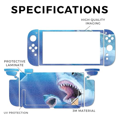 Glossy Glitter Gaming Skin Compatible with Nintendo Switch 2 Console Only - Great Whites - Premium 3M Vinyl Protective Wrap Decal Cover - Easy to Apply | Crafted in The USA by MightySkins - color: Great Whites, size: Switch 2 Console Skin Only, style: Glo