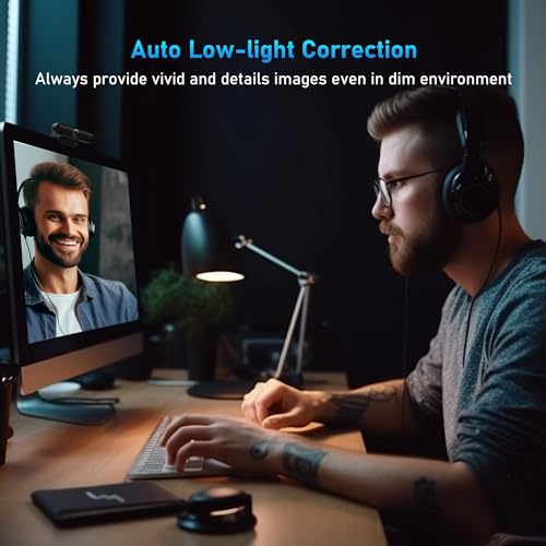 2K Webcam with Microphone, 78°FOV FHD PC Camera with 2K/30fps, Privacy Cover, Plug & Play USB Web Cam, Autofocus, 1080P/60fps External Webcam for PC, Computer Web Camera for Laptop, Mac, Zoom - color: 2K/78°FOV