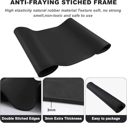 Large Mouse Pad Desk Mat Office Desk Pad with Stitched Edges, Black | 35.4"x15.7" Non-Slip Waterproof Rubber Base Gaming Laptop Desk - color: Black, size: 35.4" x 15.7"