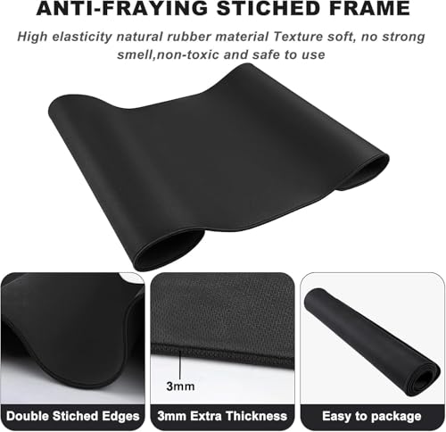 Large Mouse Pad Desk Mat Large Office Desk Pad Gaming Mouse Pad, Gray | Stitched Edges 35.4" x 15.7" Mousepad Non-Slip Waterproof Rubber Base PC Laptop - color: Gray, size: 35.4" x 15.7"