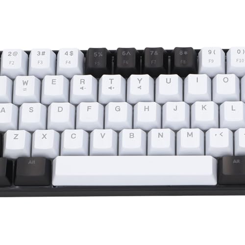 XUMIUZIY Membrane Wired Gaming Keyboard, RGB Backlit Membrane Gaming Keyboard, 68 Keys Linear Mechanical Feel Keyboard Ergonomic, USB Computer Keyboard for Office Home Game (Black and - color: Black and White