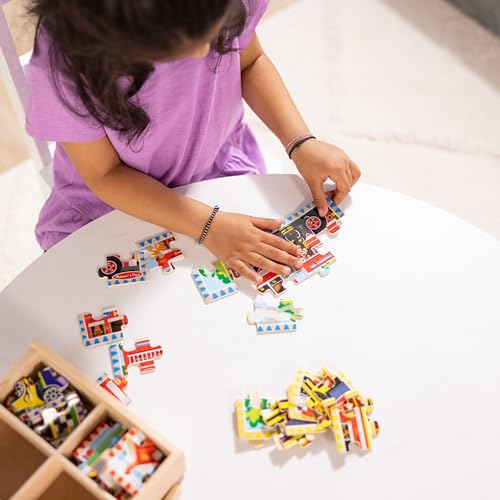 Melissa & Doug Wooden Jigsaw Puzzles in a Box 2-Pack for Preschool Boys and Girls – Pets, Vehicles