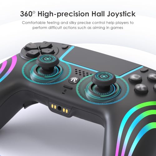 Wireless Anti-Stick Drift Controller for PS5/PC - Features, Turbo, 6-Axis Gyro, Dual Vibration, Macro Back Buttons, Touchpad, Bluetooth 5.0, 3.5mm Audio Jack & Built-in Microphone (BLACK1) - color: BLACK1