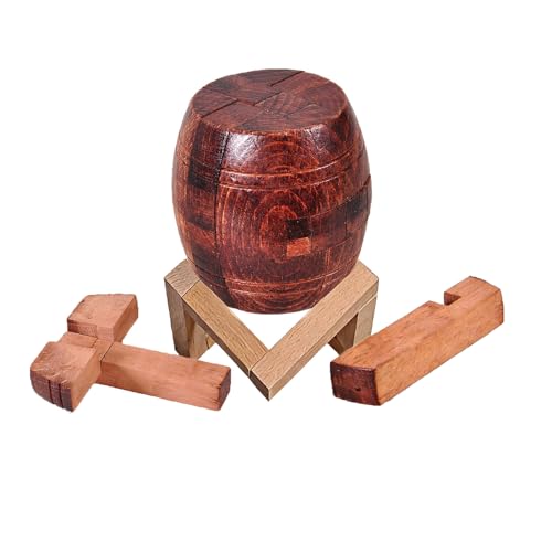 Wooden Brain Teaser Puzzles for Adults - Challenging 3D IQ Logic Games for Teens 14+, Stress Relief Desk Toys & Office Decor, Unique Gifts for Men, Women, Seniors (Barrel) - style: Barrel