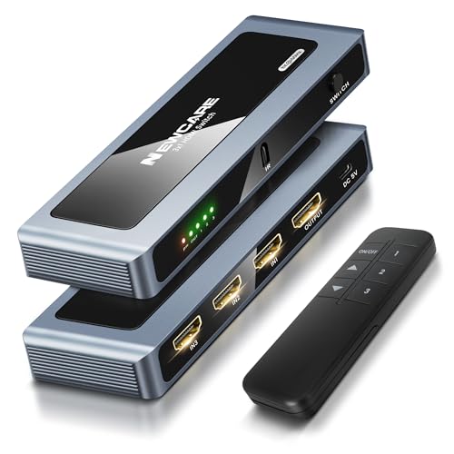 NEWCARE HDMI 2.1 Switch 3 in 1 Out 4K@120Hz, Aluminum 3 Ports HDMI Switcher Splitter with Remote, Supports 8K@60Hz 48Gbps HDR10+ 3D Dolby VRR HDCP 2.3 for TV PS5 Xbox Laptop Projector