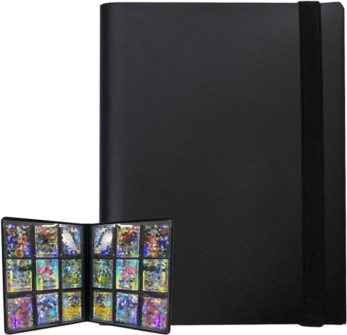 Trading Card Binder Holder, 9 Pockets Collection Card Album Sleeves for Baseball Yugioh MTG Cards, Collectable Sports Card Binder Storage Protection, 20 Pages Put up to 360 Cards (Black) - color: Black, size: 360-Pockets