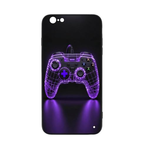 for iPhone 6/6S Case - Game Controller Design, Glass Back + TPU Inner Shell, Extreme Slimness, Bare-Hand Feel, Precise Cutouts, Military-Grade Protection, Cell Phone Cases for Boys Girls - color: game controller-10, size: iPhone 6/6S
