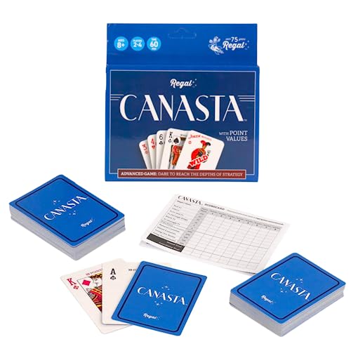 Regal Games Canasta Cards Set for Adults - Rummy Style 2-6 Player Card Games - Fun & Travel Playing Cards for Game Night (2 Decks, 54 Cards Each) - size: Canasta
