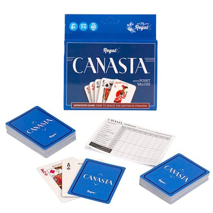 Regal Games Canasta Cards Set for Adults - Rummy Style 2-6 Player Card Games - Fun & Travel Playing Cards for Game Night (2 Decks, 54 Cards Each) - size: Canasta
