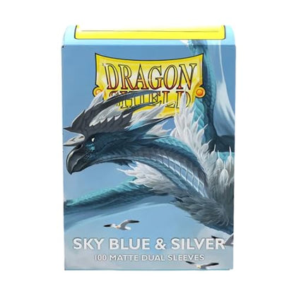Dragon Shield | Matte Dual Standard Size Card Sleeves | 100ct - Smooth & Tough Premium TCG Sleeves - Compatible with Pokemon, One Piece, and Magic: The Gathering | Sky Blue & Silver - color: Sky Blue & Silver
