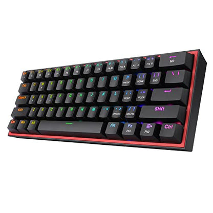 Redragon K617 Fizz 60% Wired RGB Gaming Keyboard, 61 Keys Hot-Swap Compact Mechanical Keyboard w/ 16.8M RGB Backlight, Red Inner Design, Programmable Linear Red Switch, Pro Software - color: Black (Red Inner)