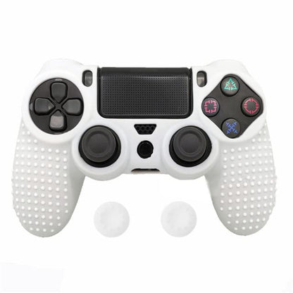 PS4 Controller DualShock4 Skin Grip Anti-Slip Silicone Cover Protector Case for Sony PS4/PS4 Slim/PS4 Pro Controller with 2 Thumb Grips (White) - color: White