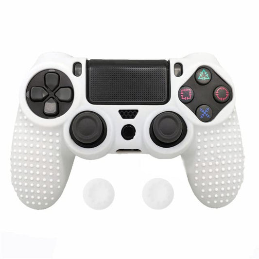 PS4 Controller DualShock4 Skin Grip Anti-Slip Silicone Cover Protector Case for Sony PS4/PS4 Slim/PS4 Pro Controller with 2 Thumb Grips (White) - color: White