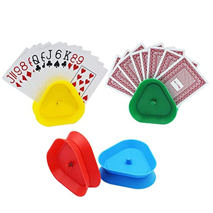 Yuanhe Playing Card Game Holder - Triangle Shaped Hands-Free Poker Holder Tray, 4 Colors, Set of 4 - style: Set of 4
