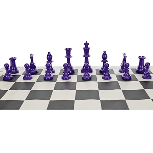 WE Games Color Bright Plastic Staunton Tournament Chess Pieces with 3.75 in. King - Half Chess Set of Chess Pieces Only, Purple - color: Purple