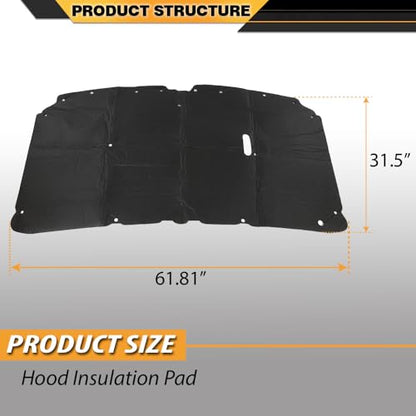 CNNELL Hood Insulation Pad with Clips Compatible with Ford F250 F350 F450 & Excursion 1999-2007 Black - style: 1999-2007 Ford F250 F350 F450