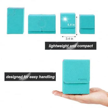 Venssu MTG Deck Box for Commander Display,Card Deck Box Fits 100 Double Sleeved Cards,TCG with 2 Dividers and 1 Toploader (Turquoise and Pink) - color: Turquoise and Pink