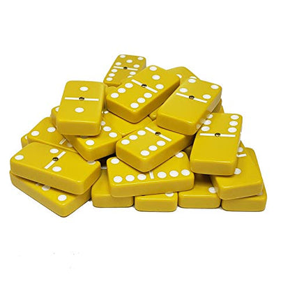 Marion Domino Double Six Yellow with White Spots Jumbo Tournament Professional Size with Spinners in Dovetail Sheesham Wood Box. - color: Yellow-white