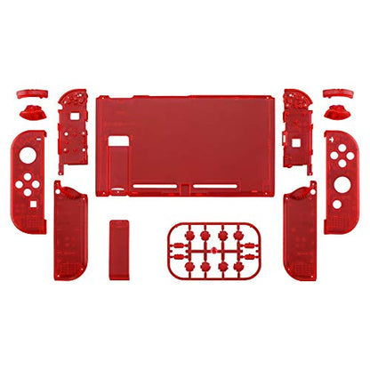 eXtremeRate DIY Replacement Shell Buttons for Nintendo Switch, Back Plate for Switch Console, Housing with Full Set Buttons for Joycon Handheld Controller - Clear Red [No Electronics Parts] - color: Clear Red