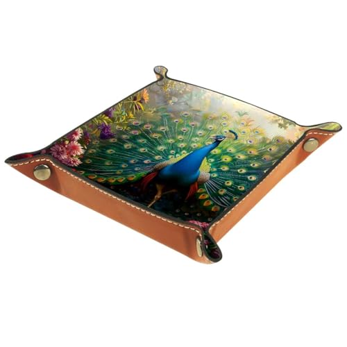 Peacock Florals Dice Tray Dice Rolling Tray Folding Dice Holder for Dice Games, Like RPG, DND and Other Table Games - color: Multi 3