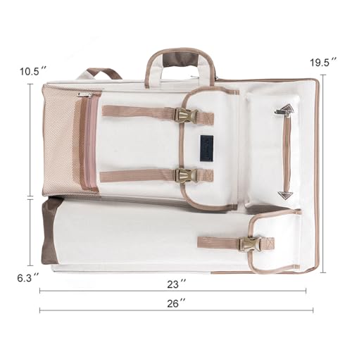 TRANSON Art Portfolio Case Artist Backpack Canvas Bag Large 26” x 19.5” - color: White