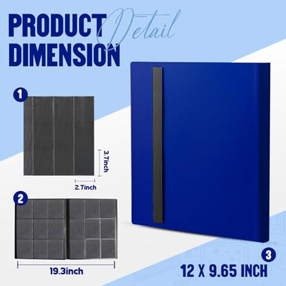 Card Binder 9-Pockets,Trading Card Binder,20 Pages, 360 Card Capacity Collection Binder, Card Folder for MTG, TCG, Game Cards & Sports Cards(Dark Blue) - color: Dark blue