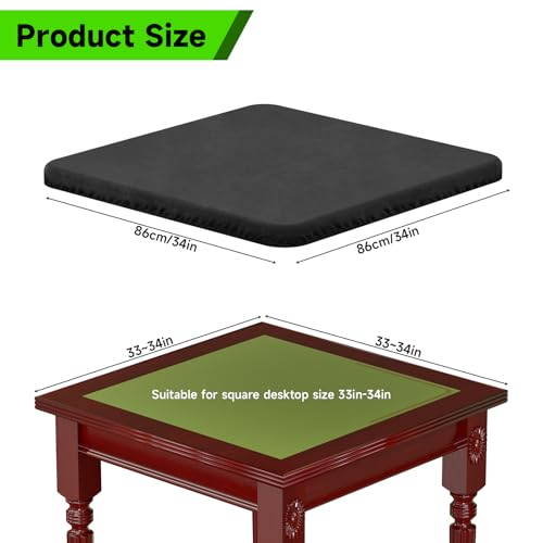 Homakover 34x34 Inch Square Elastic Tablecloth for Card Tables - Waterproof, Noise-Reducing Table Top Cover,Scratch Resistant and Soft Table Cloth for Dining, Card Games & Mahjong