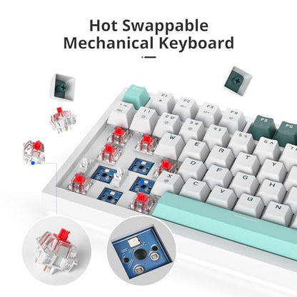 Owpkeenthy 75% Gaming Keyboard, Forest, 82 Key Wired Mechanical - color: Forest/Red Switch
