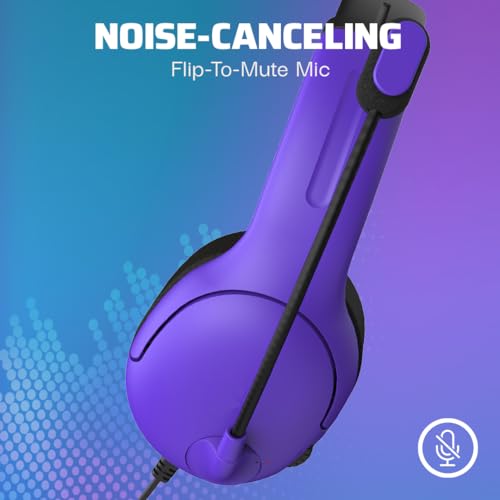 PDP Airlite Wired Gaming Headset for PS5, PS5, PlayStation & PC | Licensed for PlayStation, Noise-Cancelling Flip-to-Mute Mic, Lightweight yet Durable Design, 3.5mm Jack, Ultraviolet Purple - color: Purple, style: Wired