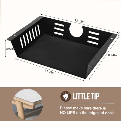 2 Pack Under Desk Shelf - Under Desk Storage Shelf Metals,Under Desk Organizer - Black Under Shelf Storage for Office Tables & Workstations（11 Inch） - size: 11 inch 2 Pack