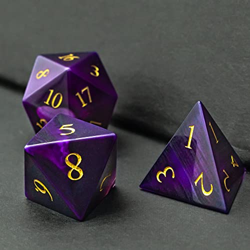 UDIXI Gemstone DND Dice Set Purple Agate Stone D&D Dice for Tabletop Games | Natural Stone, Premium Gift Box, DM Gift, for Dungeons and Dragons Role Playing Games - color: Purple Agate