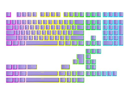 Ranked Pudding v2 PBT Keycaps | 145 Double Shot Translucent ANSI US & ISO Layout | OEM Profile for Full Size, TKL, 75%, 65% and 60% RGB Mechanical Gaming Keyboard (Lavender) - color: Lavender