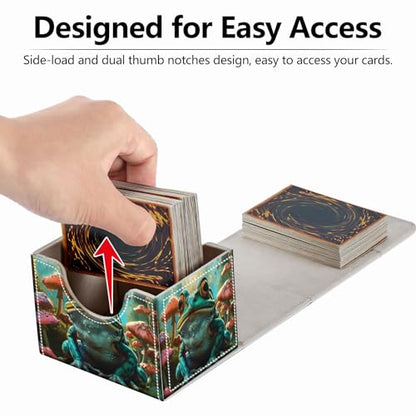 Strong Magnet Card Case Deck Box Mtg Card Box Playing Card Box Deck Box Tcg Up to 200 Cards Creative Pattern Trading Card Storage Box for Collectible Card Games, Green Frog Guitar Mushrooms - color: Green Frog Guitar Mushrooms
