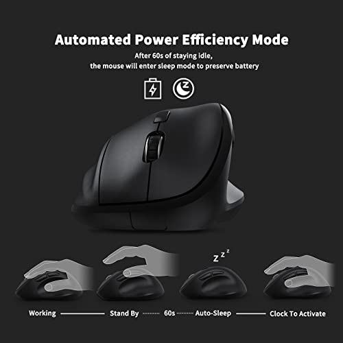 Ergonomic Wireless Mouse with USB Receiver for PC Computer, Laptop and Desktop, Ergo Mouse Vertical with Silent Clicks Long Battery Life, Up to 1600 DPI & 1 AA Battery Powered, Black - color: Black, size: USB Wireless