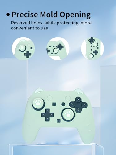 Case for Nintendo Switch 2 Pro Controller,UYRUREL Premium Sillence Material,Shock-Absorbing and Anti Drop Protection Soft Shell,with Stickers and Thumb Grips,Green. - color: Green