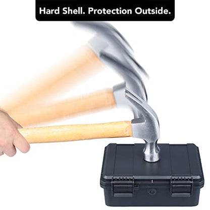 Lykus HC-1820 Mini Hard Case Dry Box with Foam Insert, Interior Size 7.1x4.7x2.7 in, IP66 Splash-Proof, Suitable for Cellphones, Tools, Small Devices and More - style: Int. Size: 7.1x4.7x2.7 in